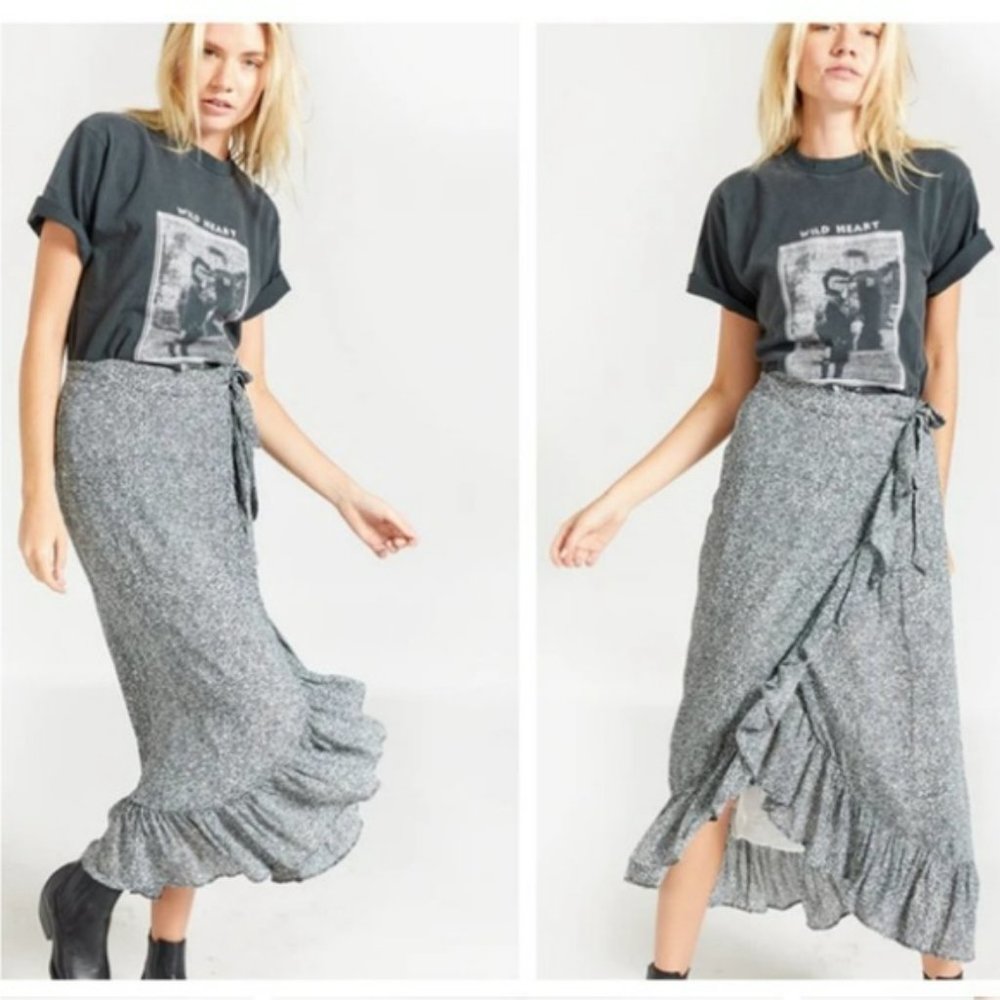 NWOT ANINE BING Lucky Speckled Print Ruffled Wrap Skirt M